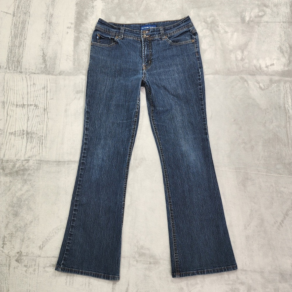 BandolinoBlu‎ Jeans Womens 12 Blue Arianna High Rise Bootcut Stretch Embroidered